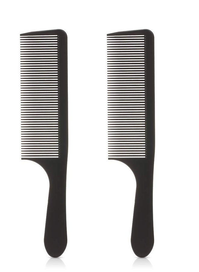 قطعتان من أمشاط الحلاقة المرنة لتصفيف الشعر المتدرج، مشط لدمج الشعر المتدرج والمسطح (أسود) - Image 1